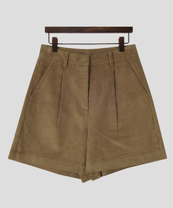 ェスナットピンタック4分丈コーデュロイパンツ