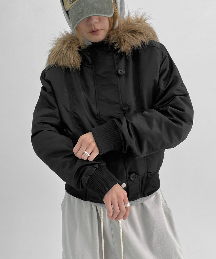 ポニーファートリミングフードジャンパー｜ジャンパー｜韓国