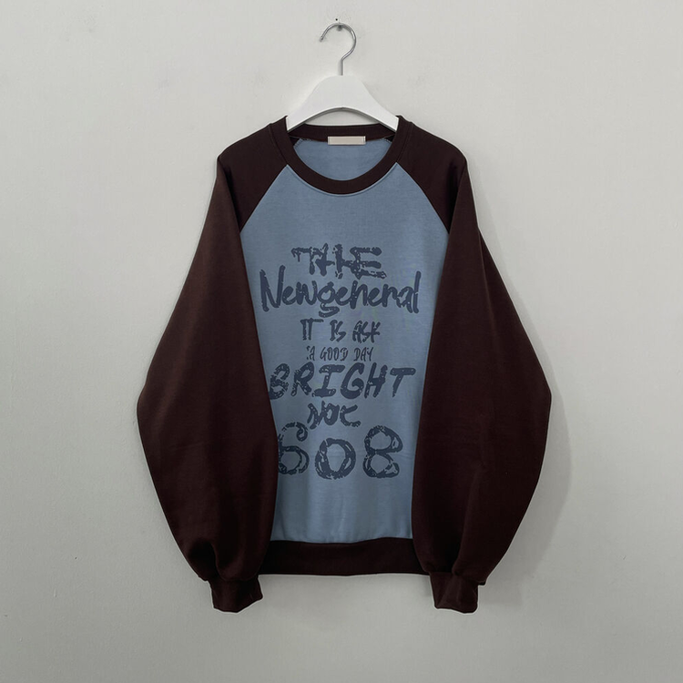 아트 빈티지 나그랑 배색 아방핏 맨투맨 빅사이즈