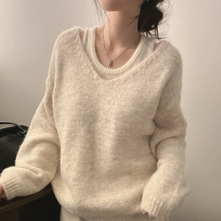 【SET】Vネックルーズフィットニット+キャミソール IVORY