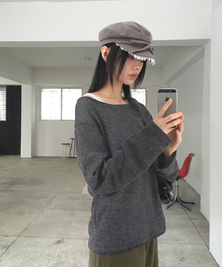 ハンティングキャップベレー帽 GREY