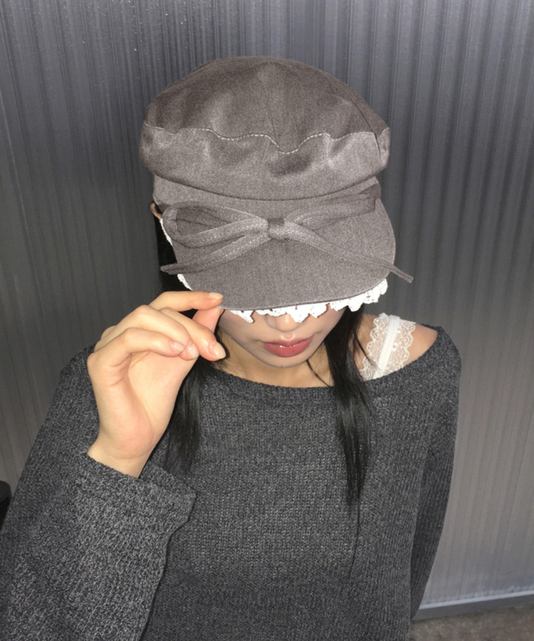 ハンティングキャップベレー帽 GREY