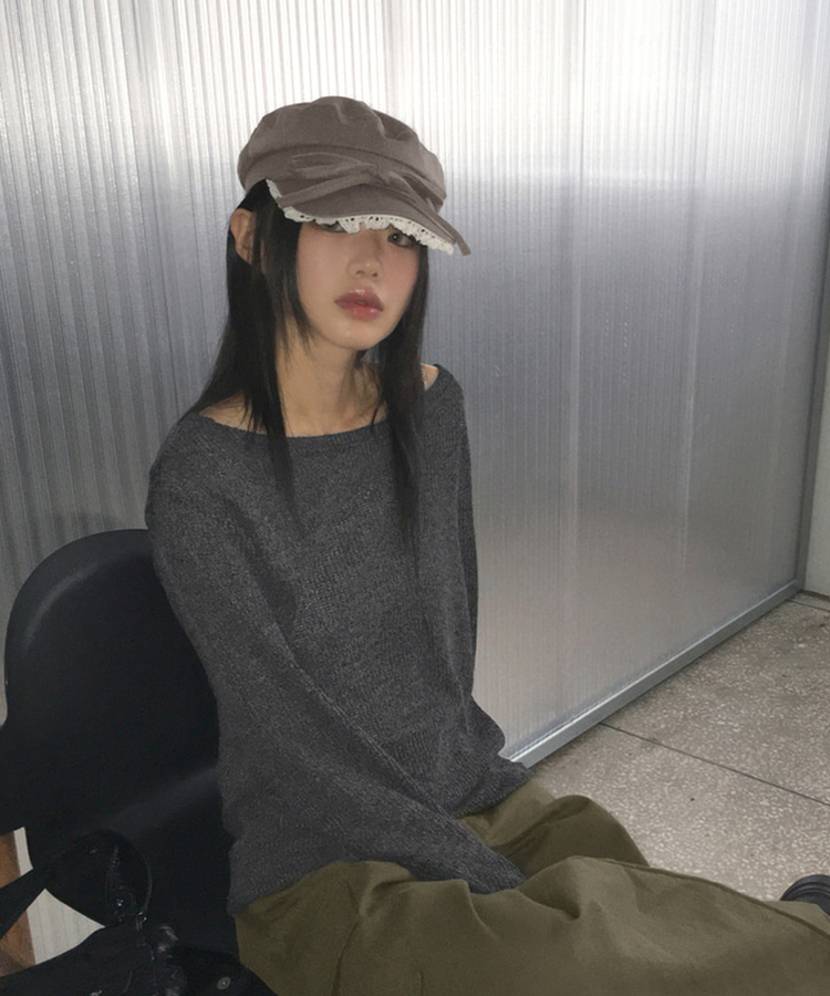 ハンティングキャップベレー帽 GREY