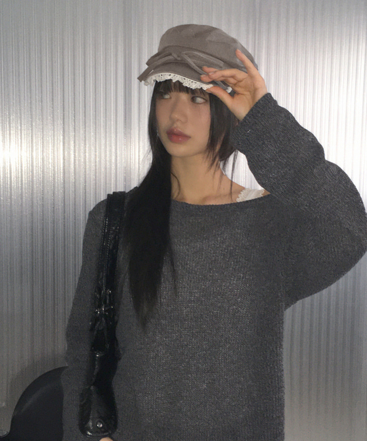 ハンティングキャップベレー帽 GREY