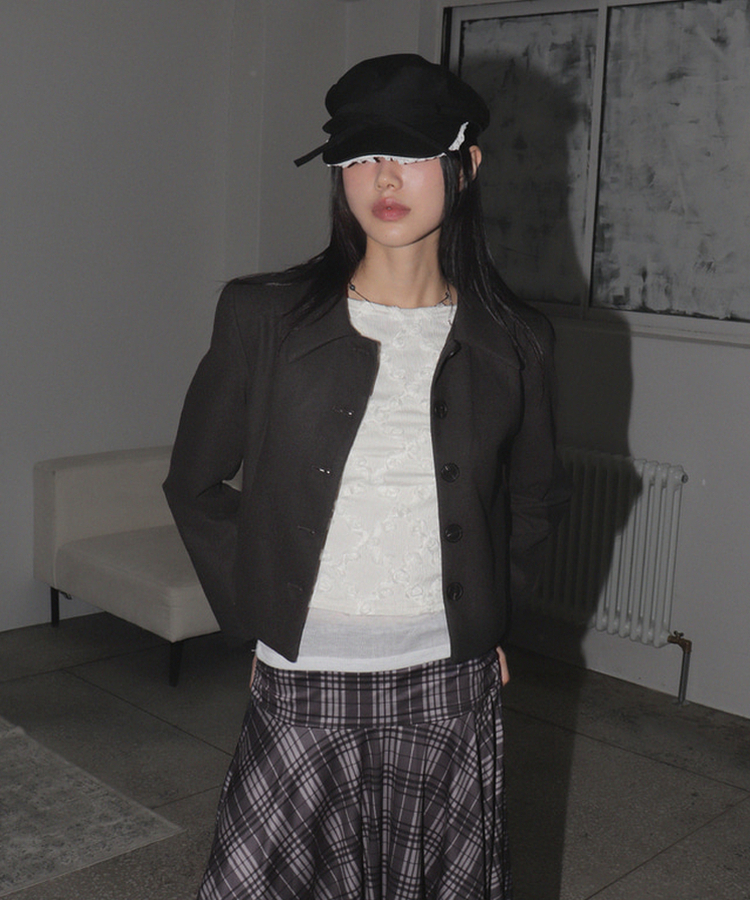 ハンティングキャップベレー帽 BLACK