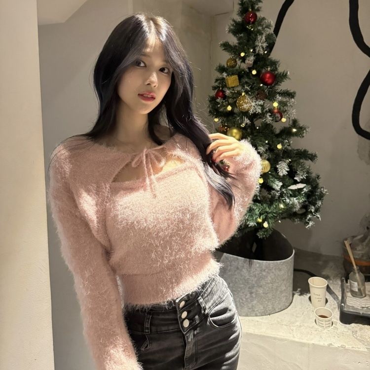 [SET] 앙고라 리본 볼레로+나시 (6color) 핑크