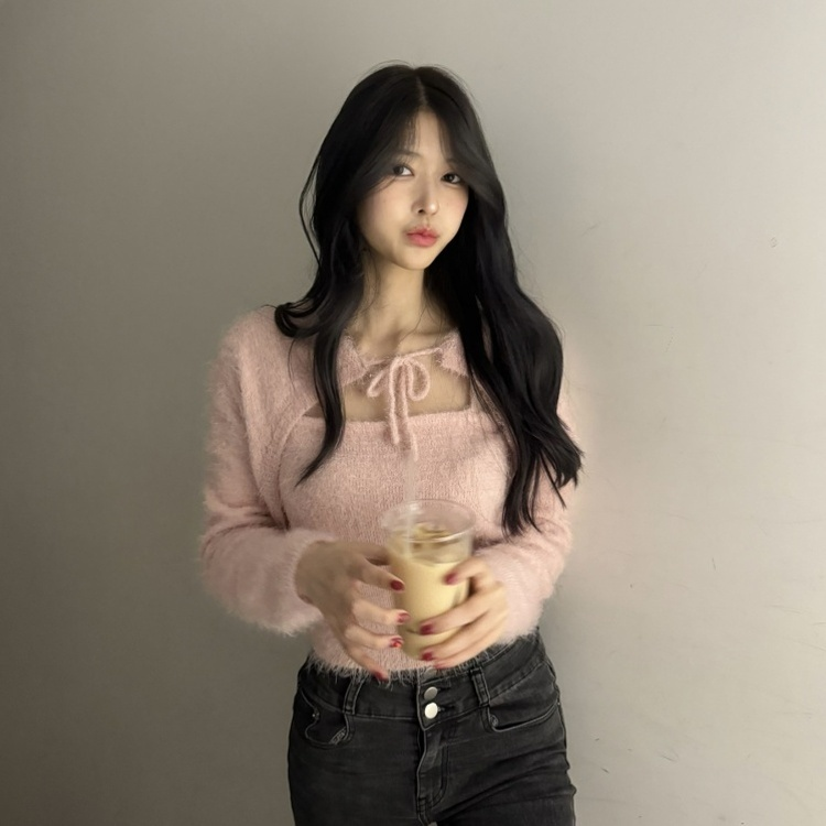 [SET] 앙고라 리본 볼레로+나시 (6color) 핑크