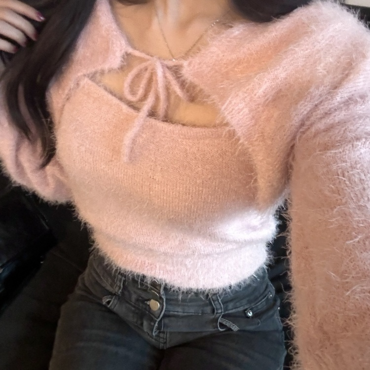 [SET] 앙고라 리본 볼레로+나시 (6color) 핑크