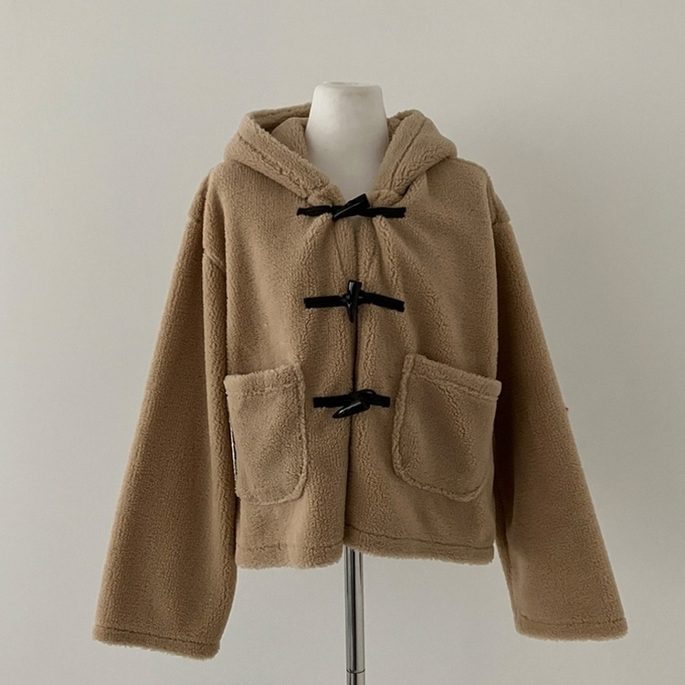 리바잉 양털 떡볶이 뽀글이 후드 덤블 자켓