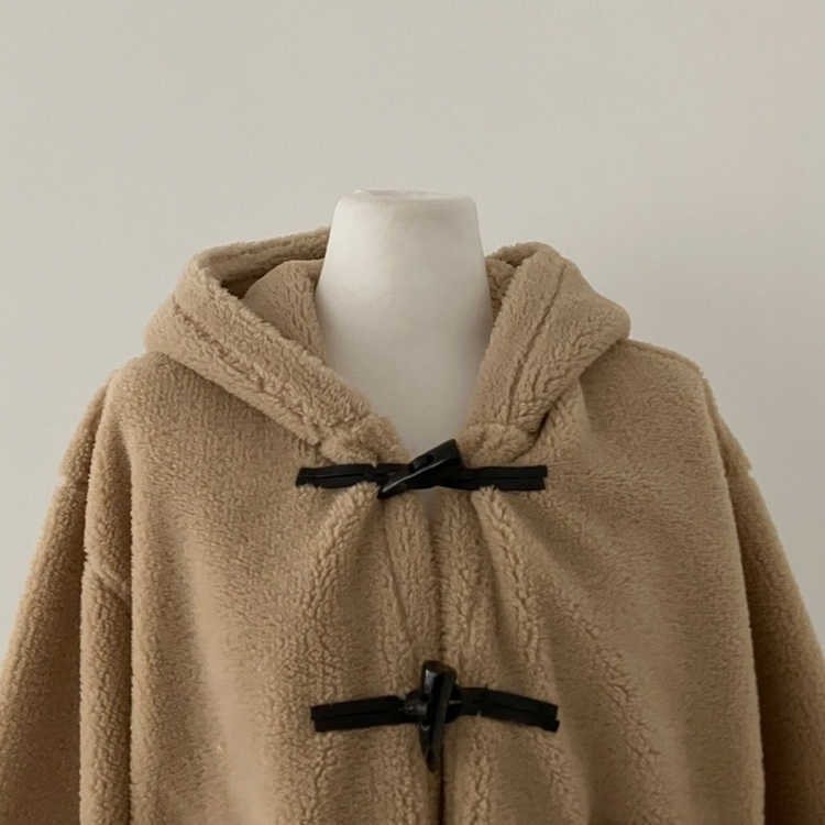 리바잉 양털 떡볶이 뽀글이 후드 덤블 자켓