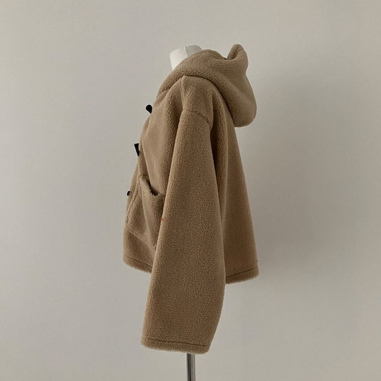 리바잉 양털 떡볶이 뽀글이 후드 덤블 자켓