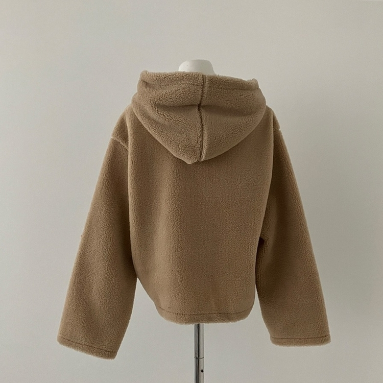 리바잉 양털 떡볶이 뽀글이 후드 덤블 자켓