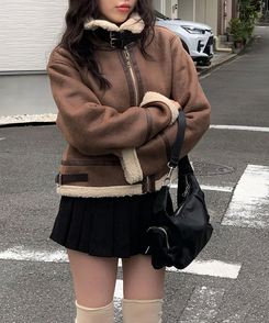 シンドバックルハイネックウールムートン BROWN