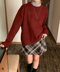 スリムフィットレイヤードタートルネックTシャツ(7color) GREY