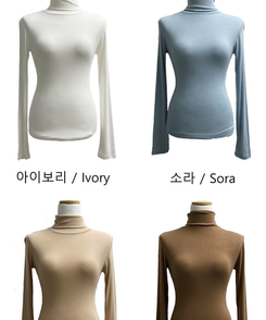 スリムフィットレイヤードタートルネックTシャツ(7color)