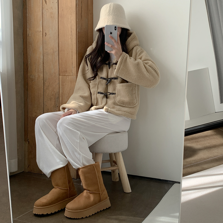 オーバーフィットフードダッフルコートジャケット Beige(Winter)