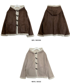 스웨이드떡볶이더플양털후드숏자켓무스탕