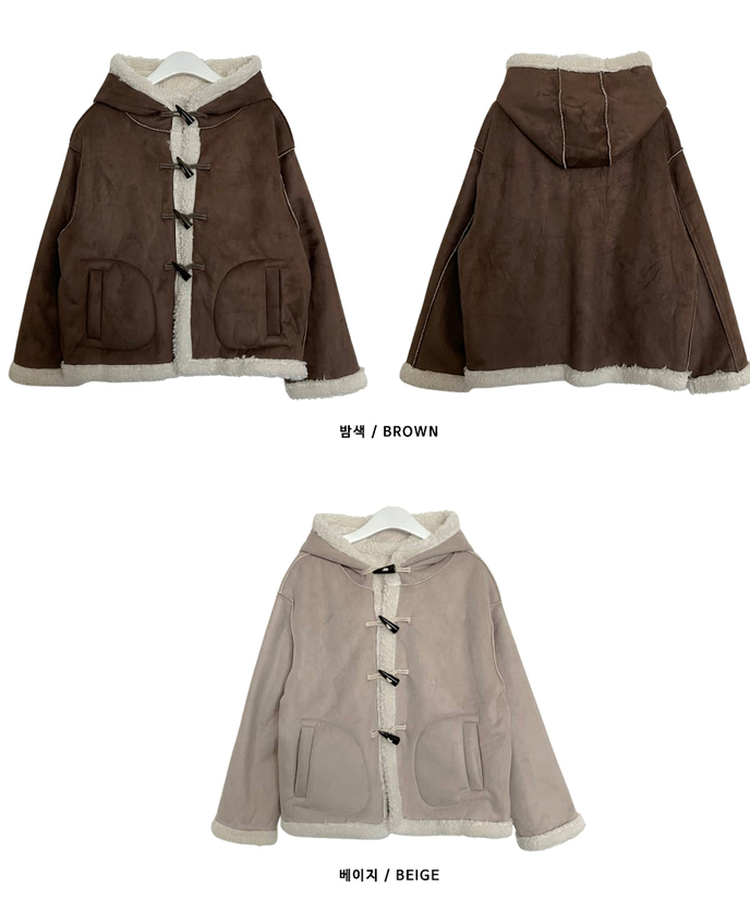 스웨이드떡볶이더플양털후드숏자켓무스탕