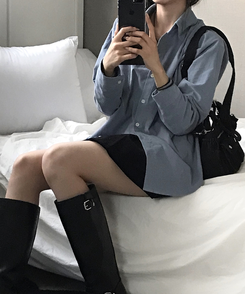 バッグ デニムツーポケットバックルショルダーバッグ BLACK
