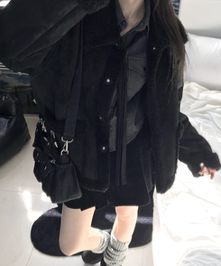 バッグ デニムツーポケットバックルショルダーバッグ BLACK