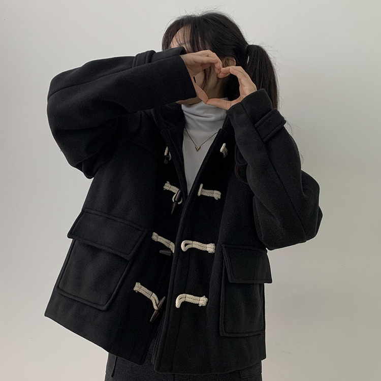 3일만할인 모너 후드 떡볶이 롱숏코트