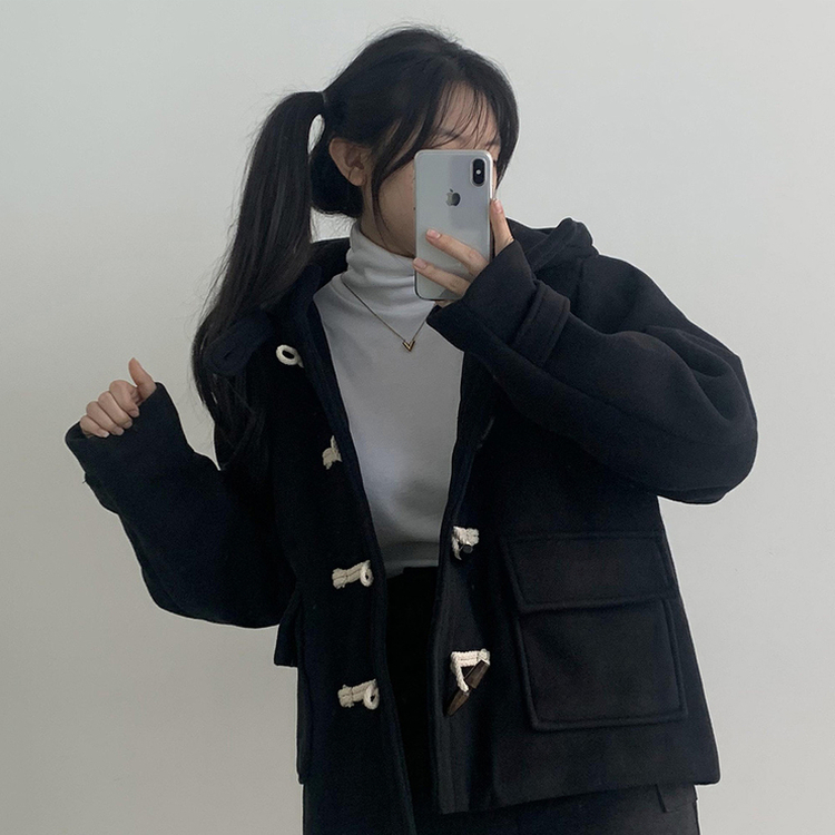 3일만할인 모너 후드 떡볶이 롱숏코트