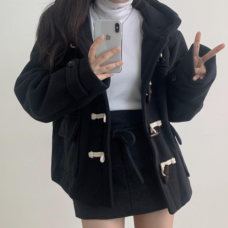 3일만할인 모너 후드 떡볶이 롱숏코트