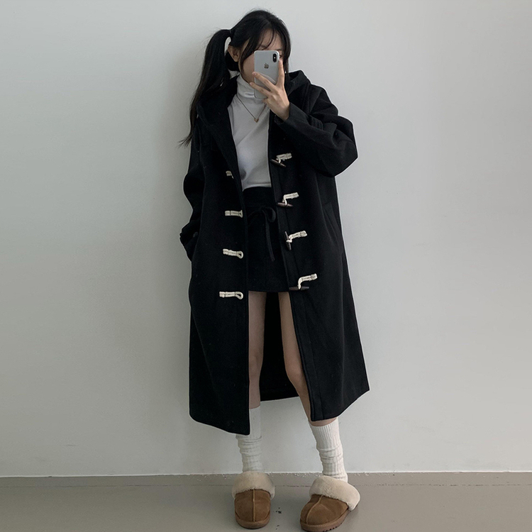 3일만할인 모너 후드 떡볶이 롱숏코트