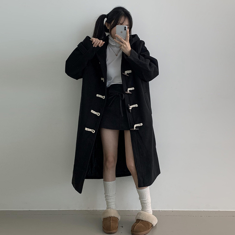 3일만할인 모너 후드 떡볶이 롱숏코트