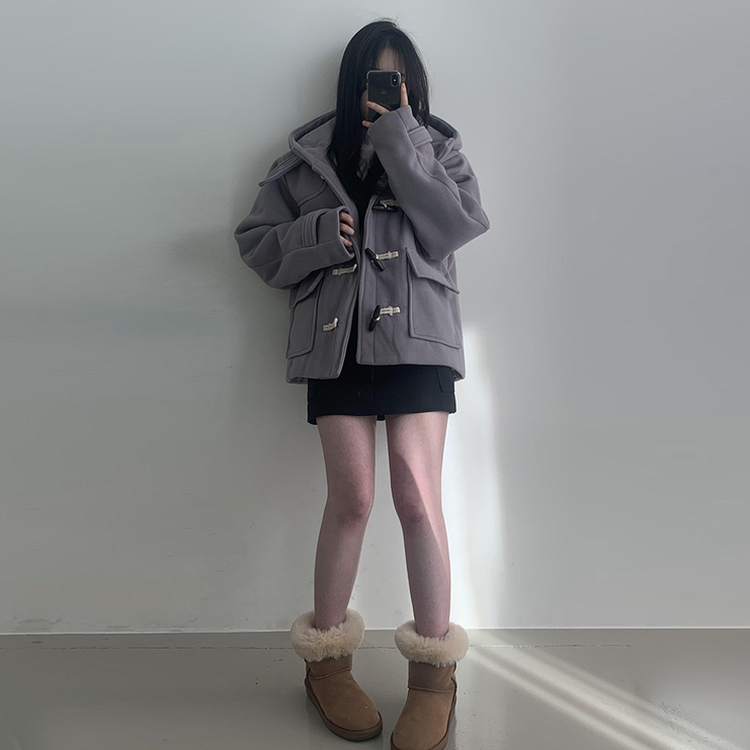 3일만할인 모너 후드 떡볶이 롱숏코트