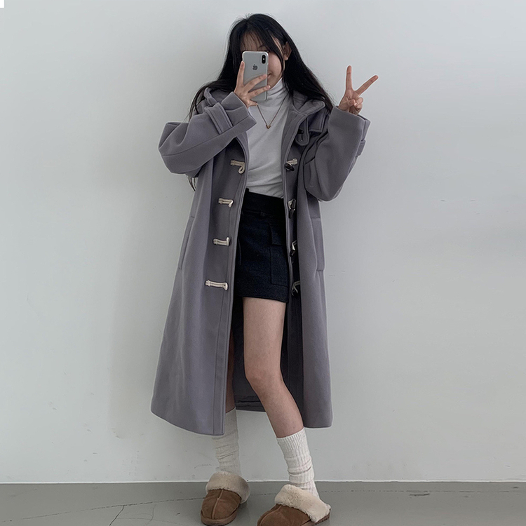 3일만할인 모너 후드 떡볶이 롱숏코트