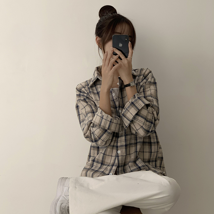 빈티지 무드 그득 쿠앤크 카라 오버핏 가을 긴팔 체크셔츠 박시핏 겨울 포켓 데일리 통통 남방 3color 베이지