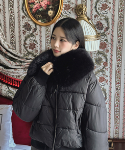 ポケットファスナーフェイクファーショートダウンジャケット｜ダウン