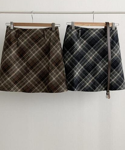 【ベルト付き】クラシックチェックパターンミニスカート