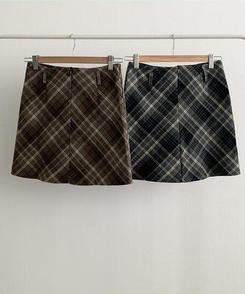 【ベルト付き】クラシックチェックパターンミニスカート