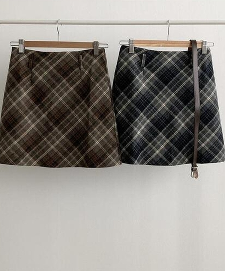 【ベルト付き】クラシックチェックパターンミニスカート
