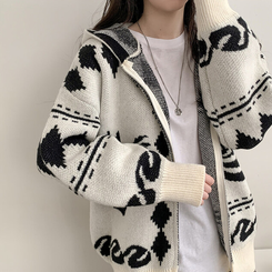 ノルディックビンテージニットフードジップアップ｜ジャンパー｜韓国