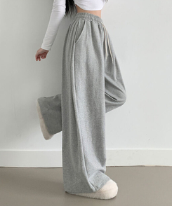 최저가 에드 허리 쭈리 밴딩 와이드 사이드핀턱 투핀턱 트레이닝 롱 팬츠 그레이