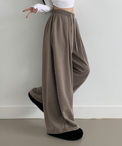 최저가 에드 허리 쭈리 밴딩 와이드 사이드핀턱 투핀턱 트레이닝 롱 팬츠 연카키