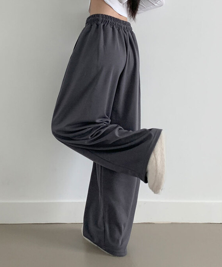 최저가 에드 허리 쭈리 밴딩 와이드 사이드핀턱 투핀턱 트레이닝 롱 팬츠 차콜