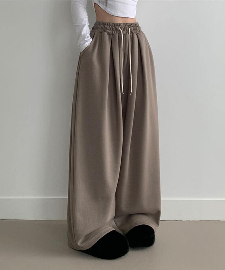 최저가 에드 허리 쭈리 밴딩 와이드 사이드핀턱 투핀턱 트레이닝 롱 팬츠 연카키