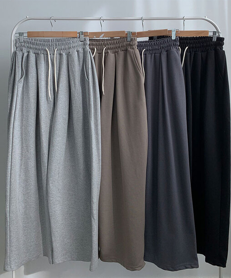 최저가 에드 허리 쭈리 밴딩 와이드 사이드핀턱 투핀턱 트레이닝 롱 팬츠