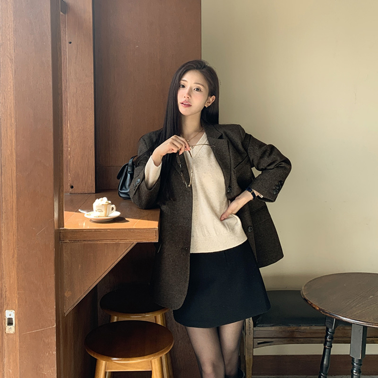  シングルブレストブレザー スエードジャケット S シングルブレスト スエードジャケット - Pebble Gray - Brushed Suede