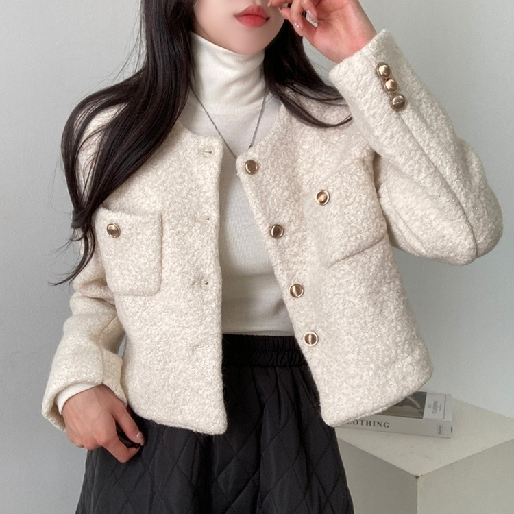 ゴールドボタンツイードショートジャケット(5color)｜ジャケット｜韓国