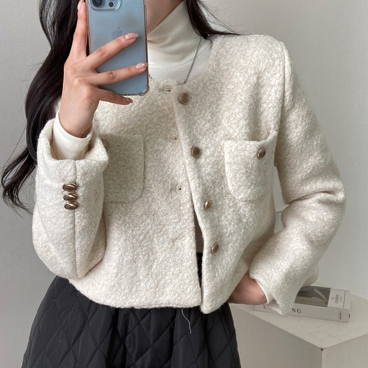 ゴールドボタンツイードショートジャケット(5color)｜ジャケット｜韓国