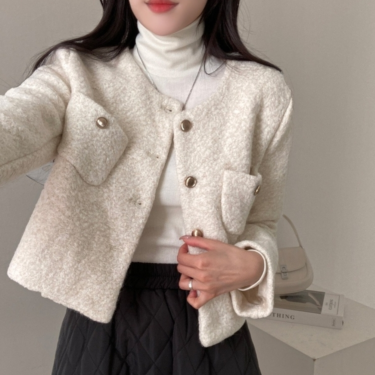 ゴールドボタンツイードショートジャケット(5color)｜ジャケット｜韓国