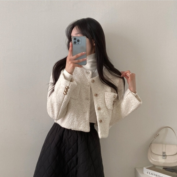 ゴールドボタンツイードショートジャケット(5color)｜ジャケット｜韓国