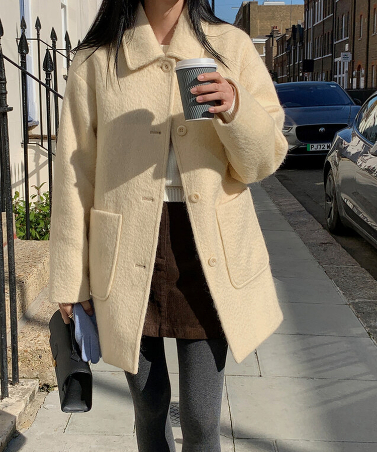 ネリーウールモヘアシングルハーフコート｜コート｜韓国ファッション