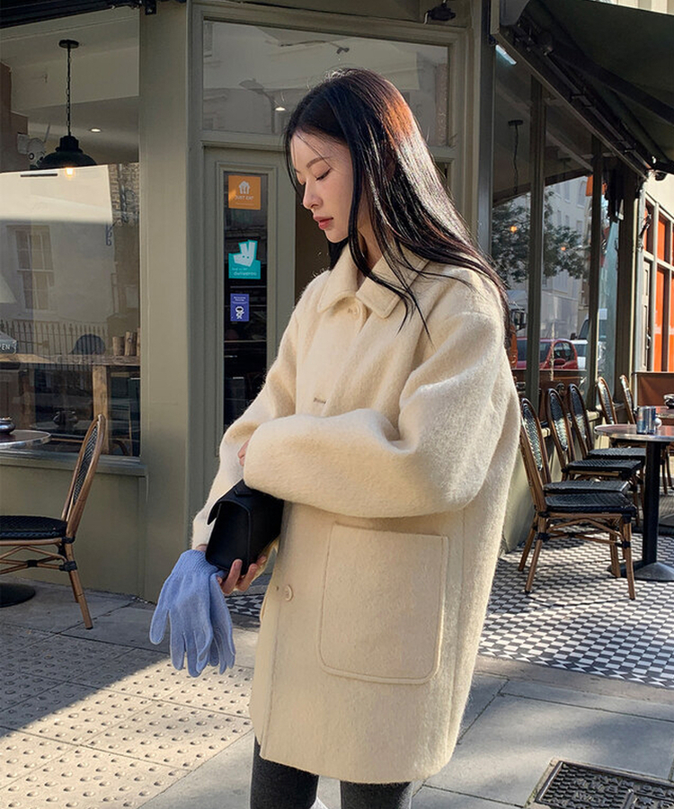 ネリーウールモヘアシングルハーフコート｜コート｜韓国ファッション