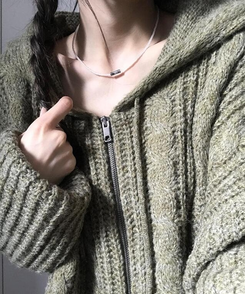 ジュエリー 原石ビーズポイントネックレス(5color) BLACK